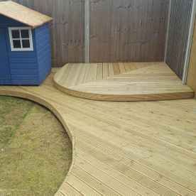 Curved decked area installed by our team